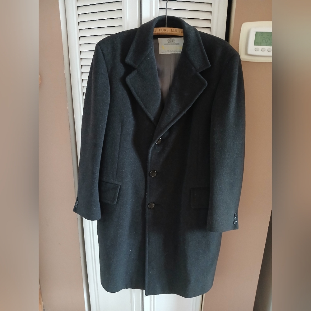 Aquascutum Wool Single-Breasted Over coat Dark Grey Size 40-42 R